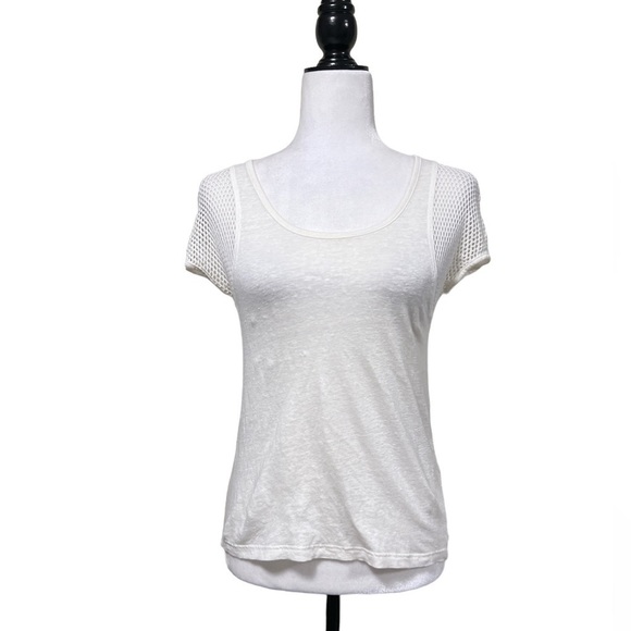 Marc by Marc Jacobs Texture Tee Linen Top in Marshmallow - Picture 4 of 9